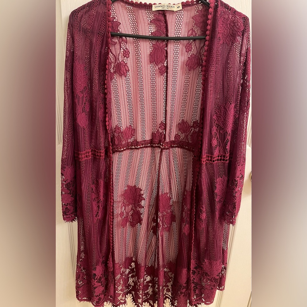 Chance or Fate Lace Burgundy Duster